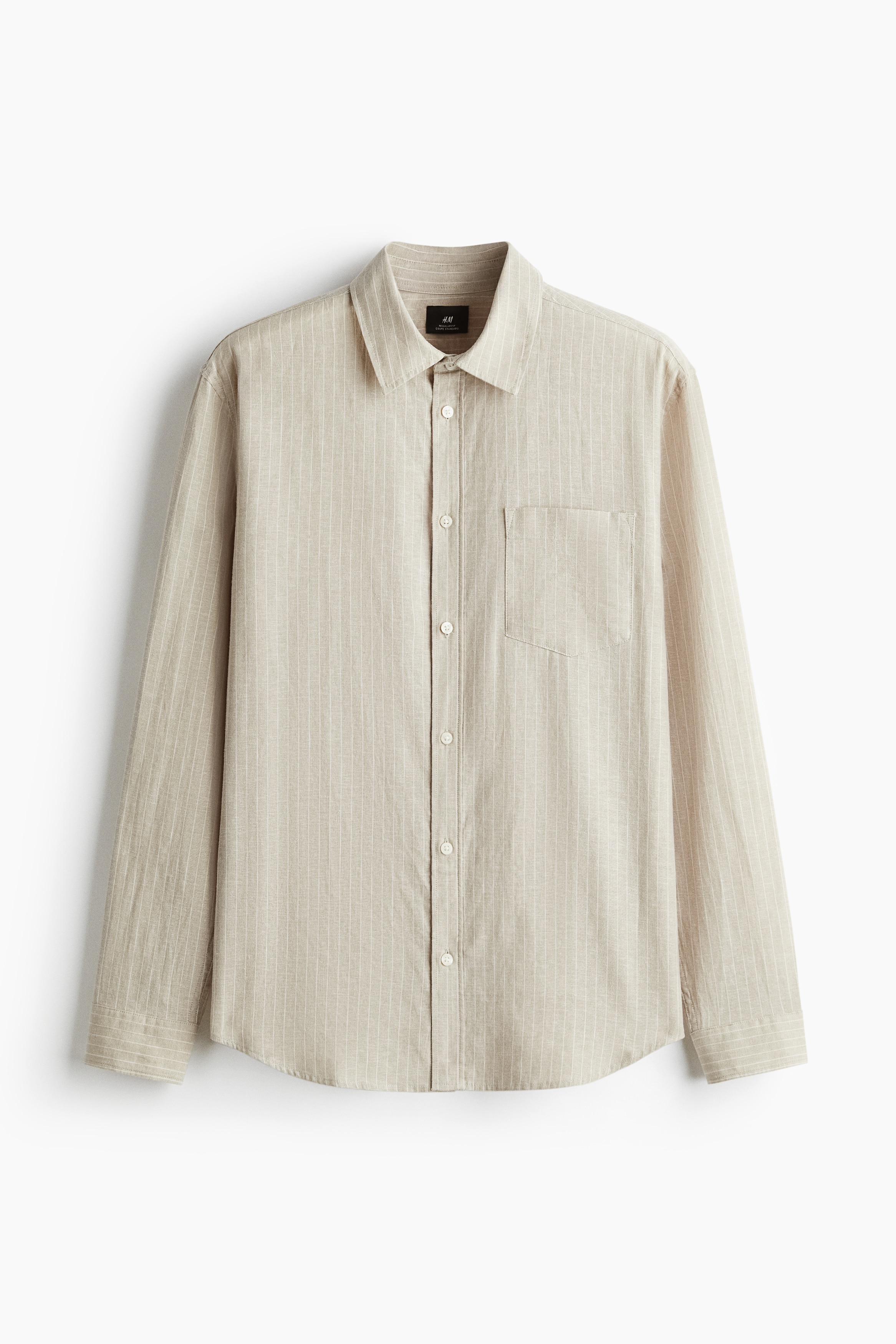 Regular Fit Linen-blend shirt - Beige/Light blue/White