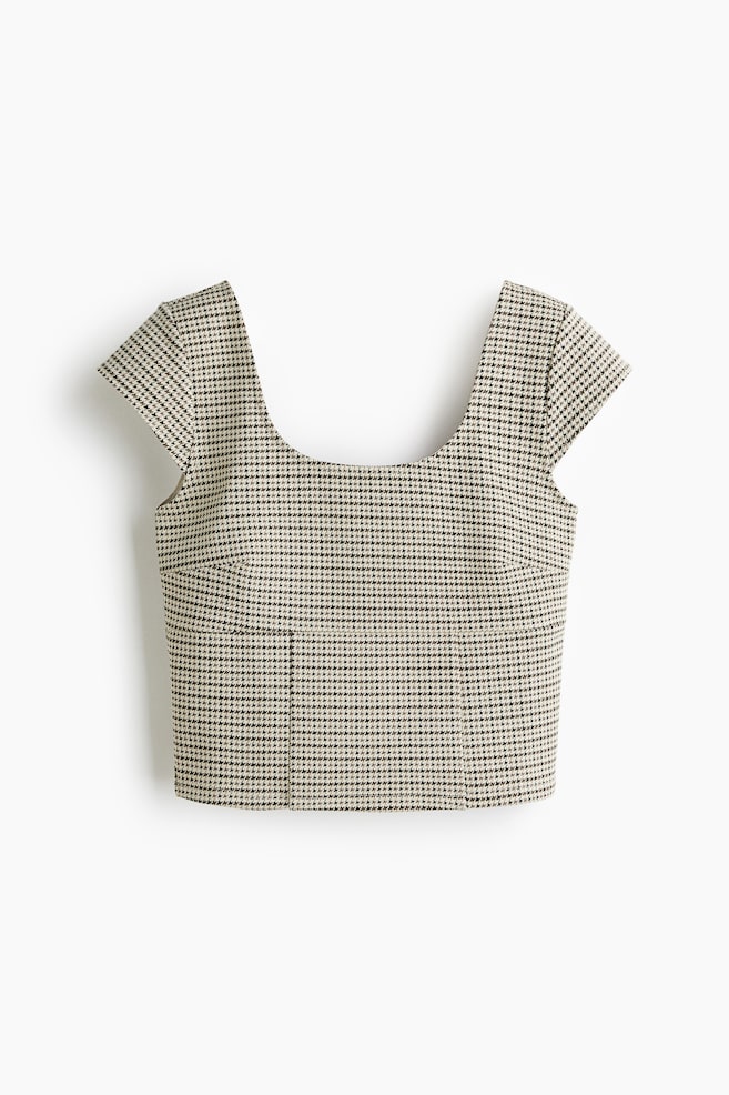 Top con mangas japonesas - Beige/Diseño pata de gallo - 1