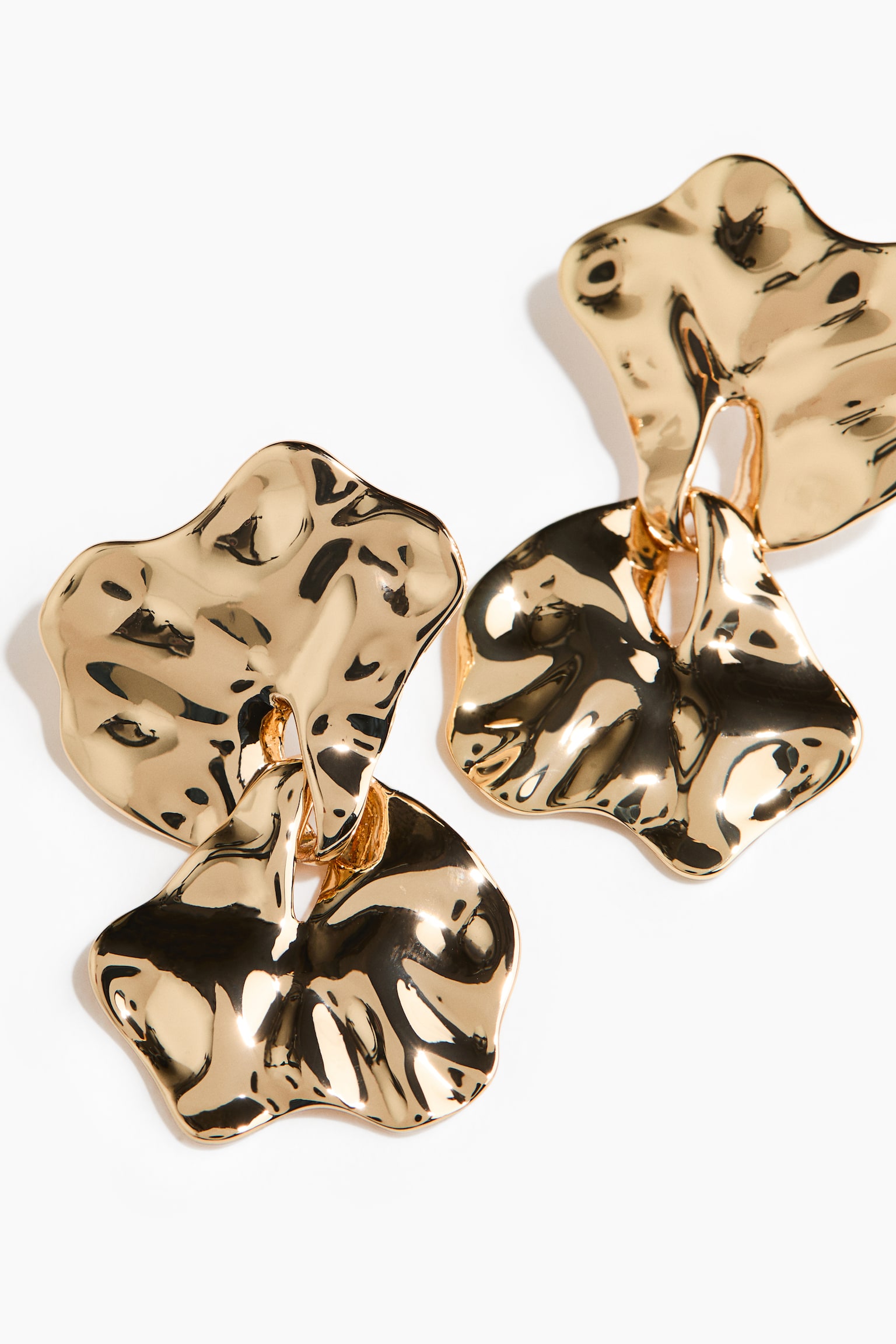 Tepané náušnice s přívěskem - Zlatá/Stříbrná - 2