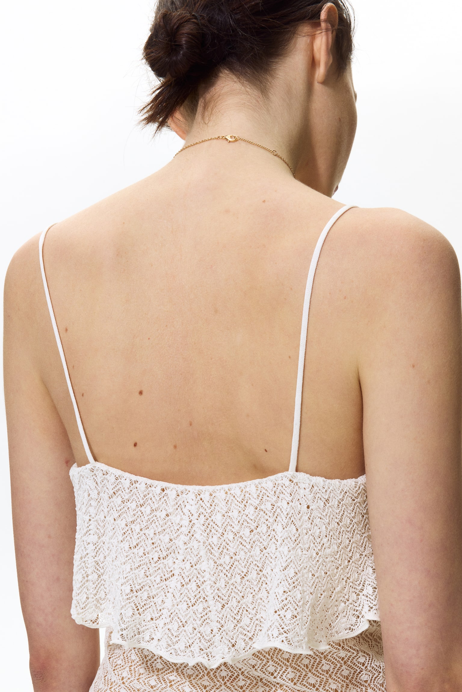 Pointelle-knit strappy top - White - 5