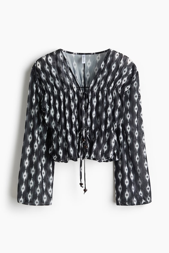 Женские блузки H&M Tie-Detail Mesh Blouse