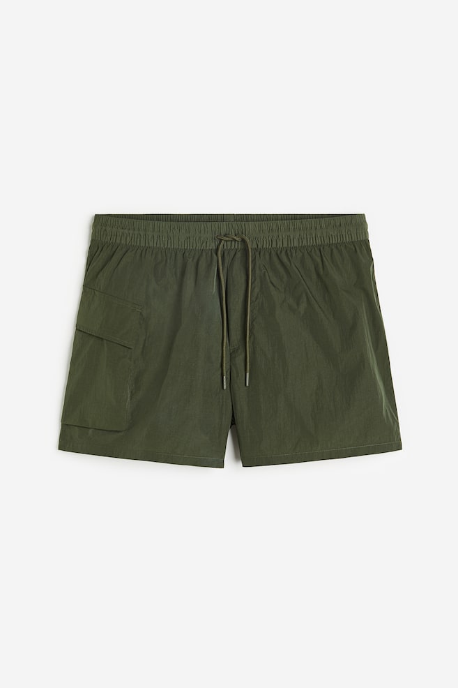 Leg-pocket swim shorts - Dark khaki green/Black - 2