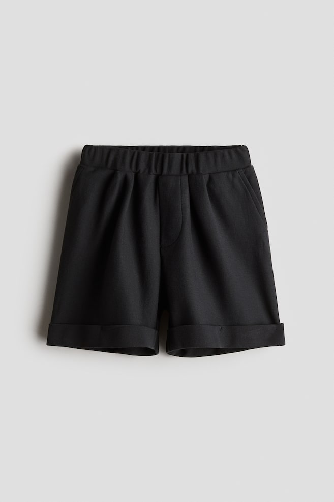 Short loose en jersey de coton - Noir/Beige - 1