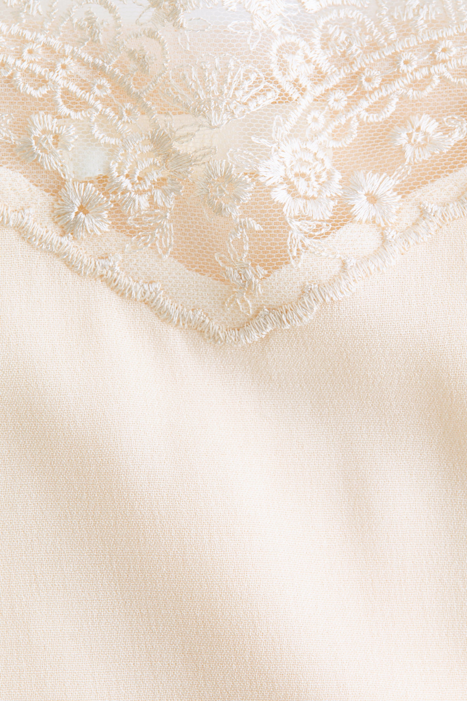 Lace-trimmed strappy top - Cream - 4