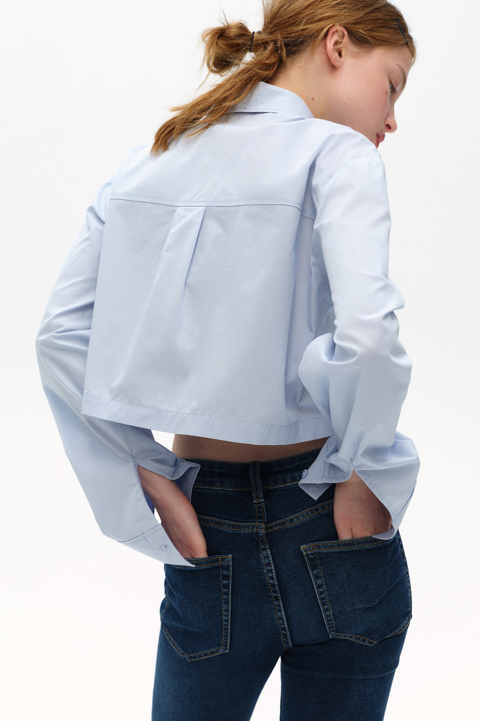 Cropped cargo shirt - Light blue/White/Black/Dark beige - 4