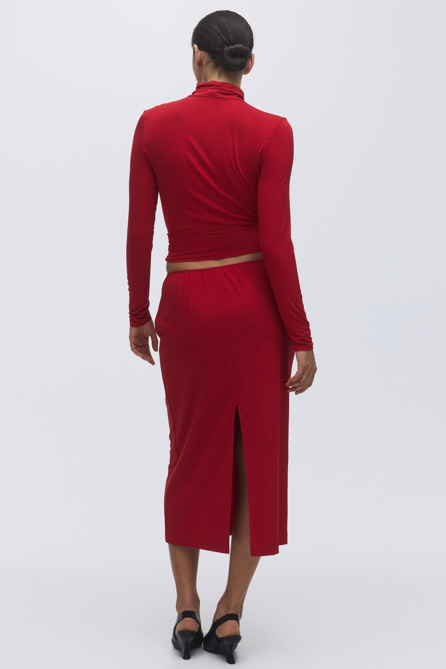 Midi skirt - Red/Black/Grey marl/Dark brown - 5