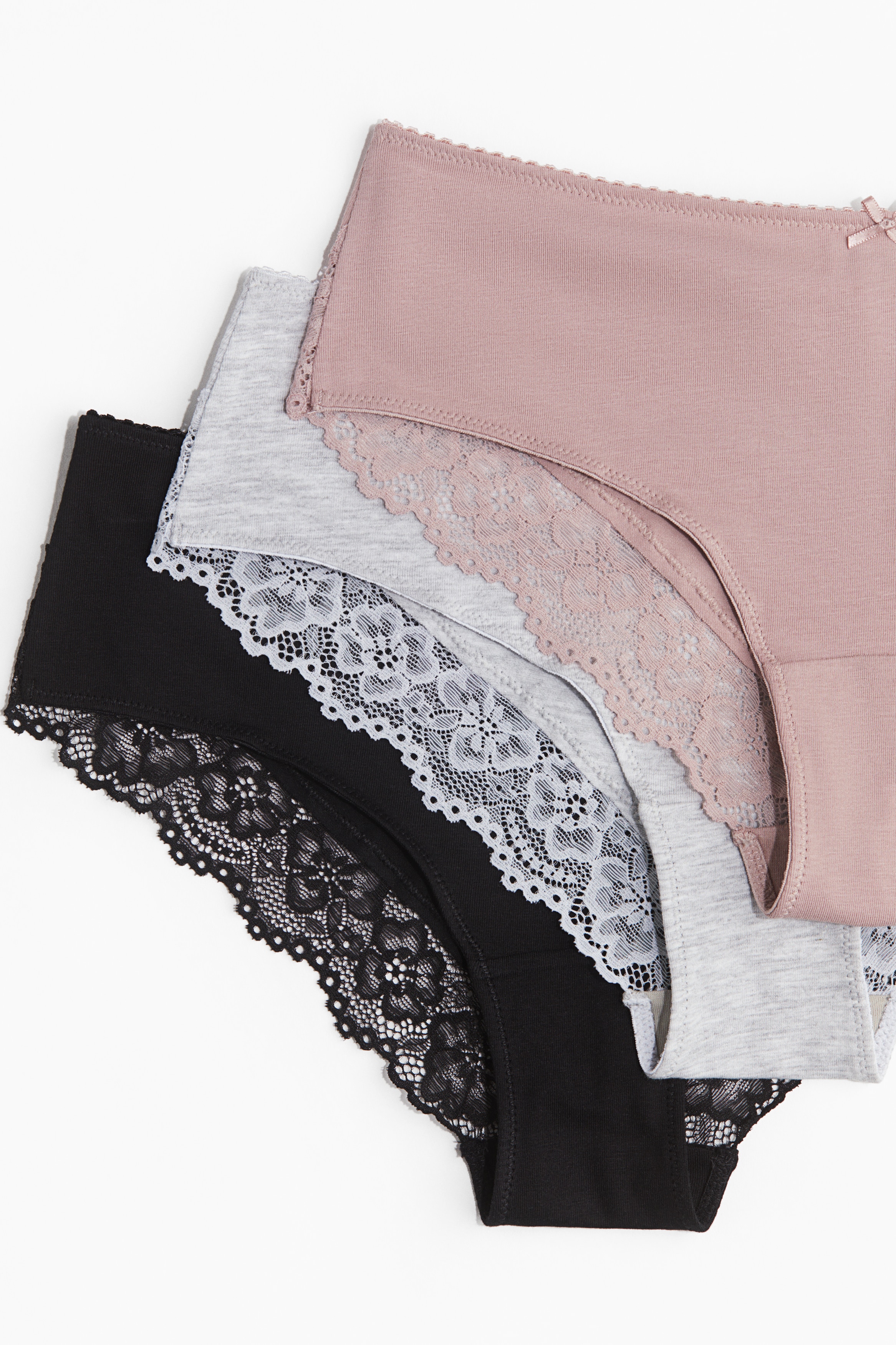 3-pack cotton and lace hipster briefs