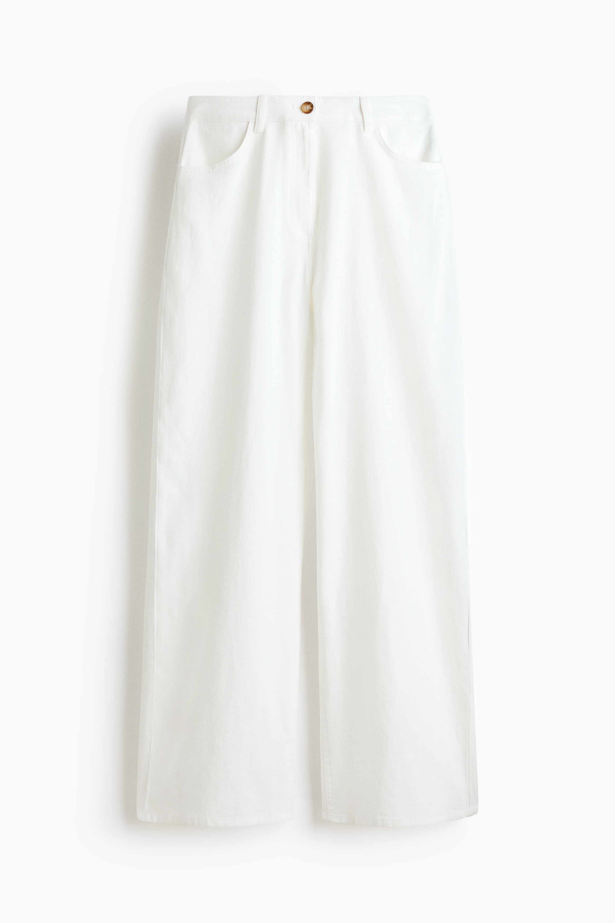 Pantalón en mezcla de lino - Blanco/Café oscuro
