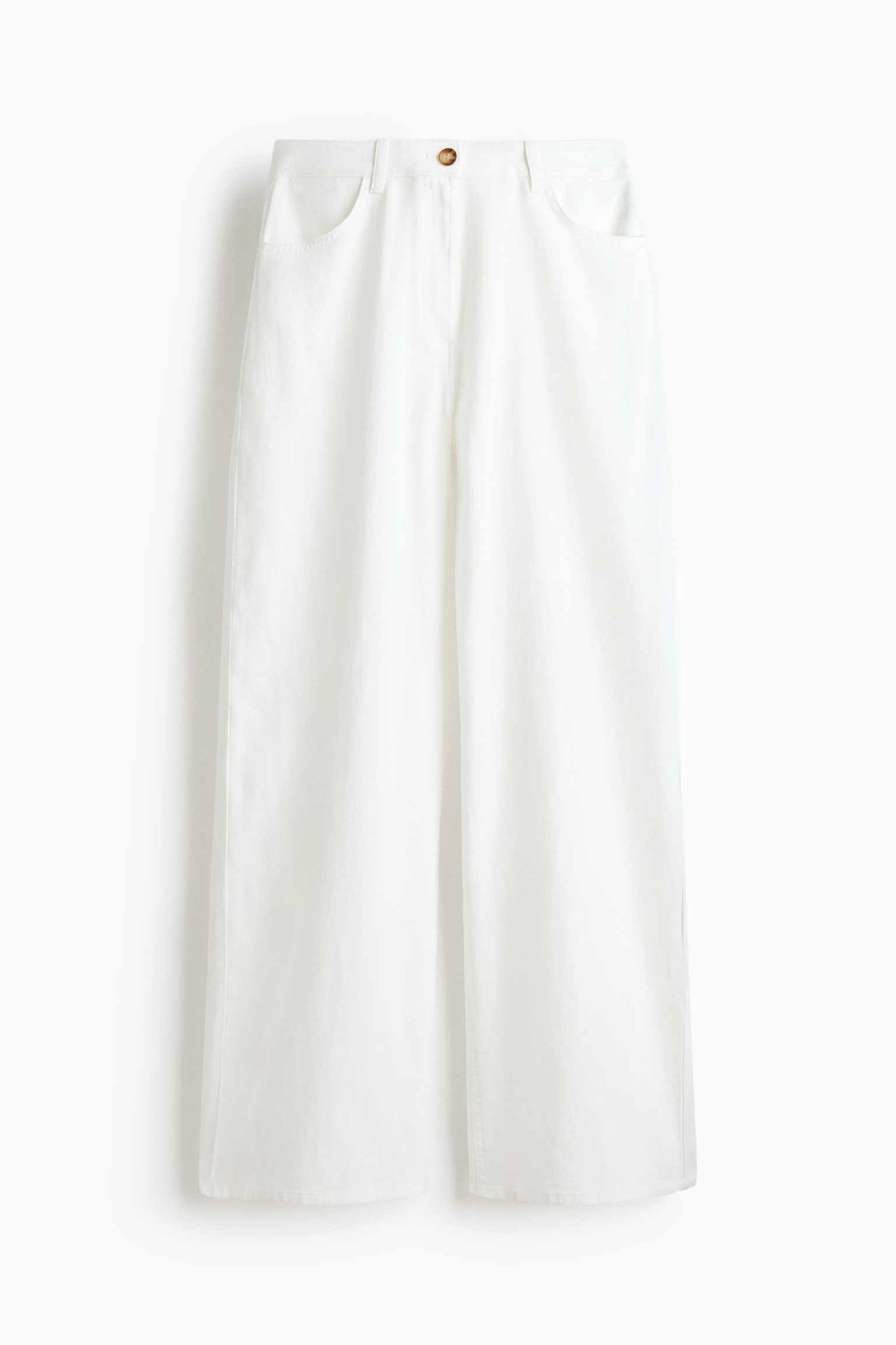 Linen-blend trousers - White/Dark brown