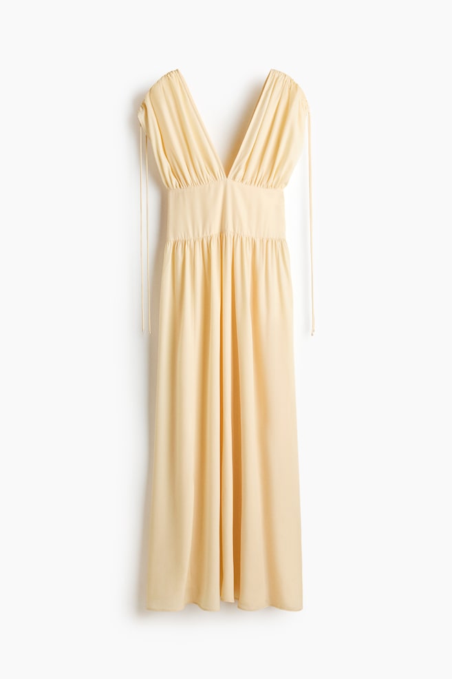Robe à effet drapé avec cordons de serrage - Jaune - 1