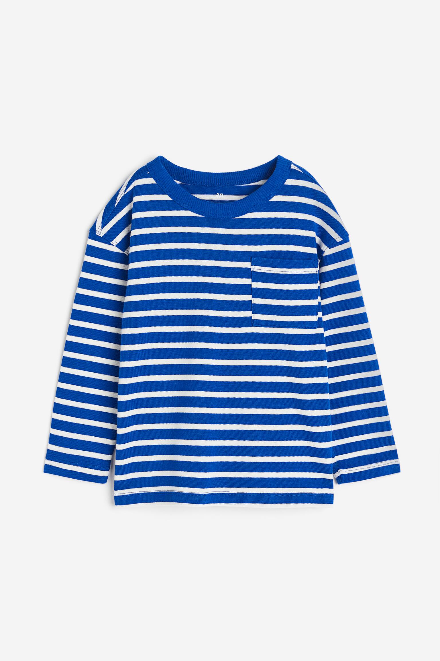 Long-sleeved T-shirt - Bright blue/Striped/Blue/Striped/Light grey/Brown striped/White/Black striped - 1