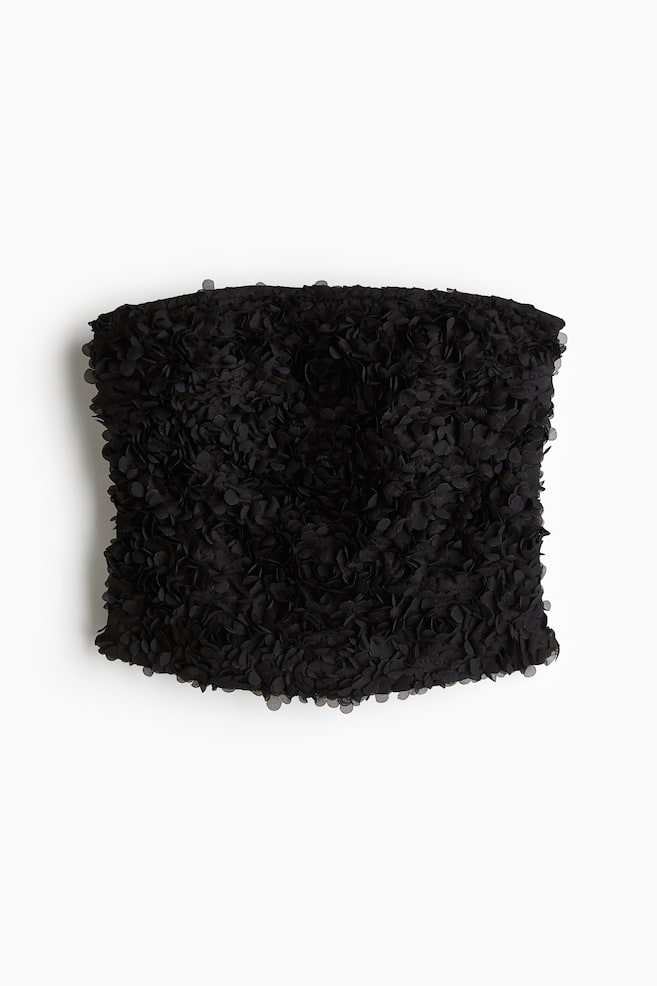 Appliquéd bandeau top - Black - 1