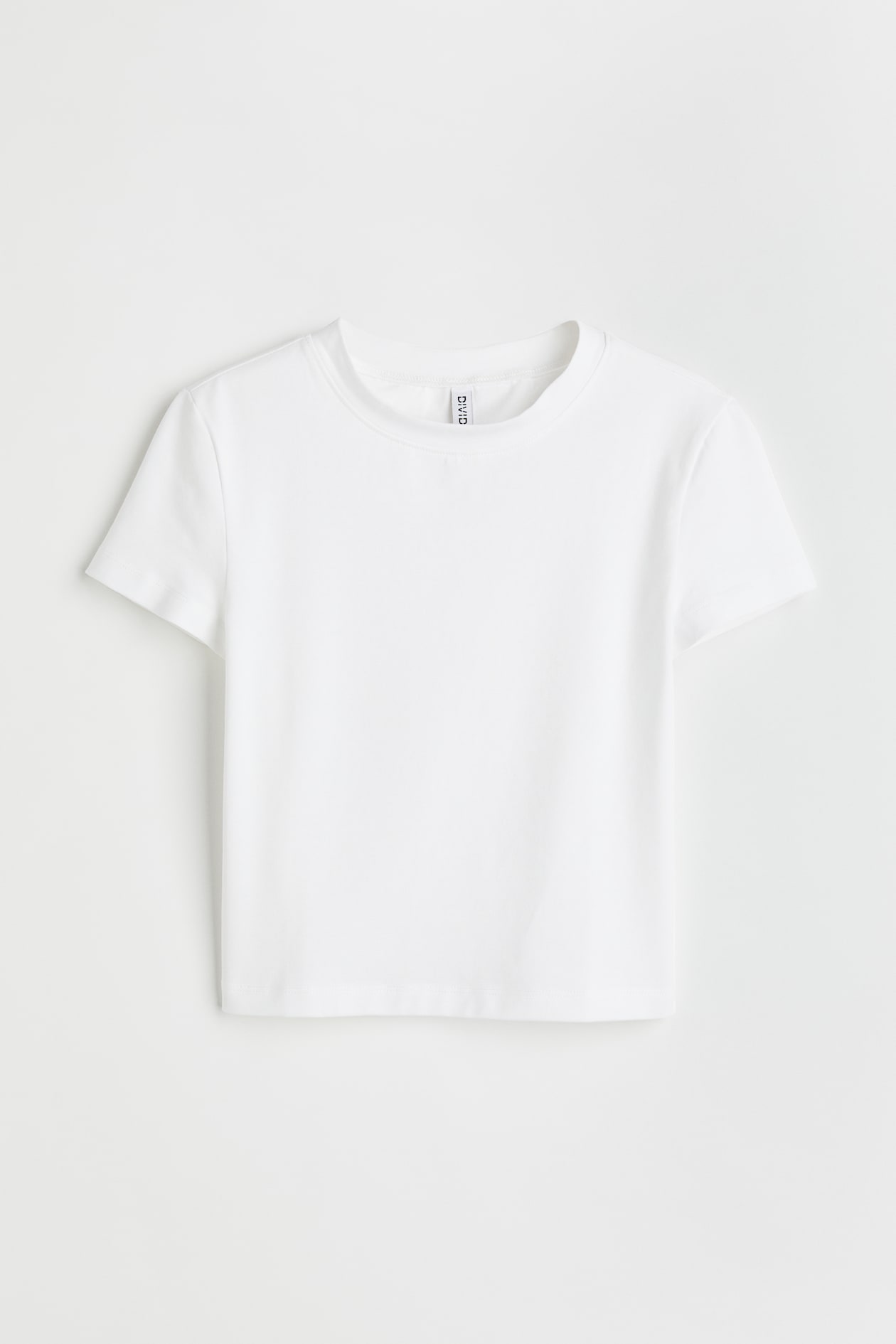 Crop Top - Round Neck - Short sleeve - White - Ladies | H&M US