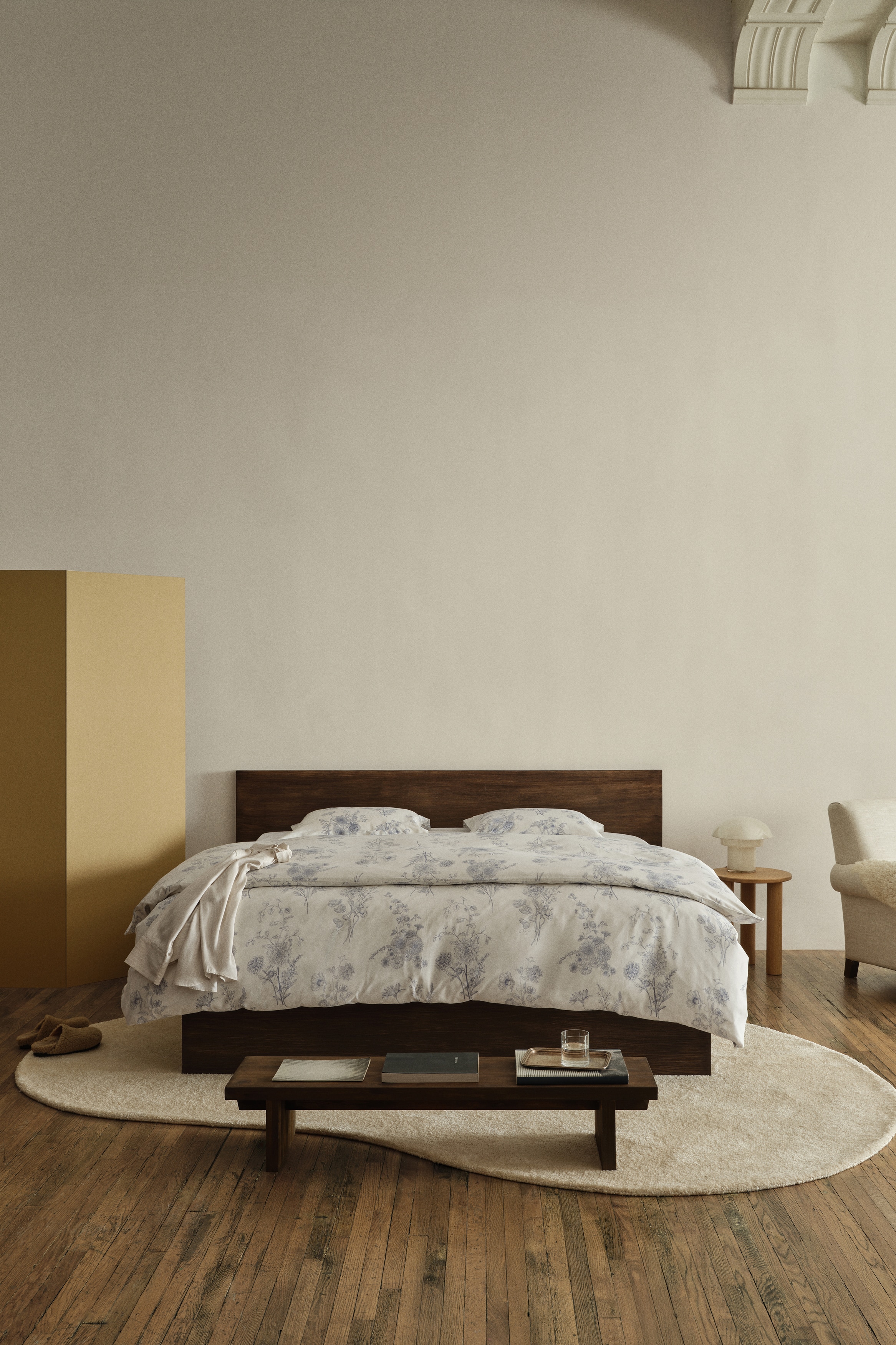 Cotton sateen double duvet cover set - Jasnoniebieski/Kwiaty/Kremowy/Kwiaty/Jasnobeżowy/Kwiaty