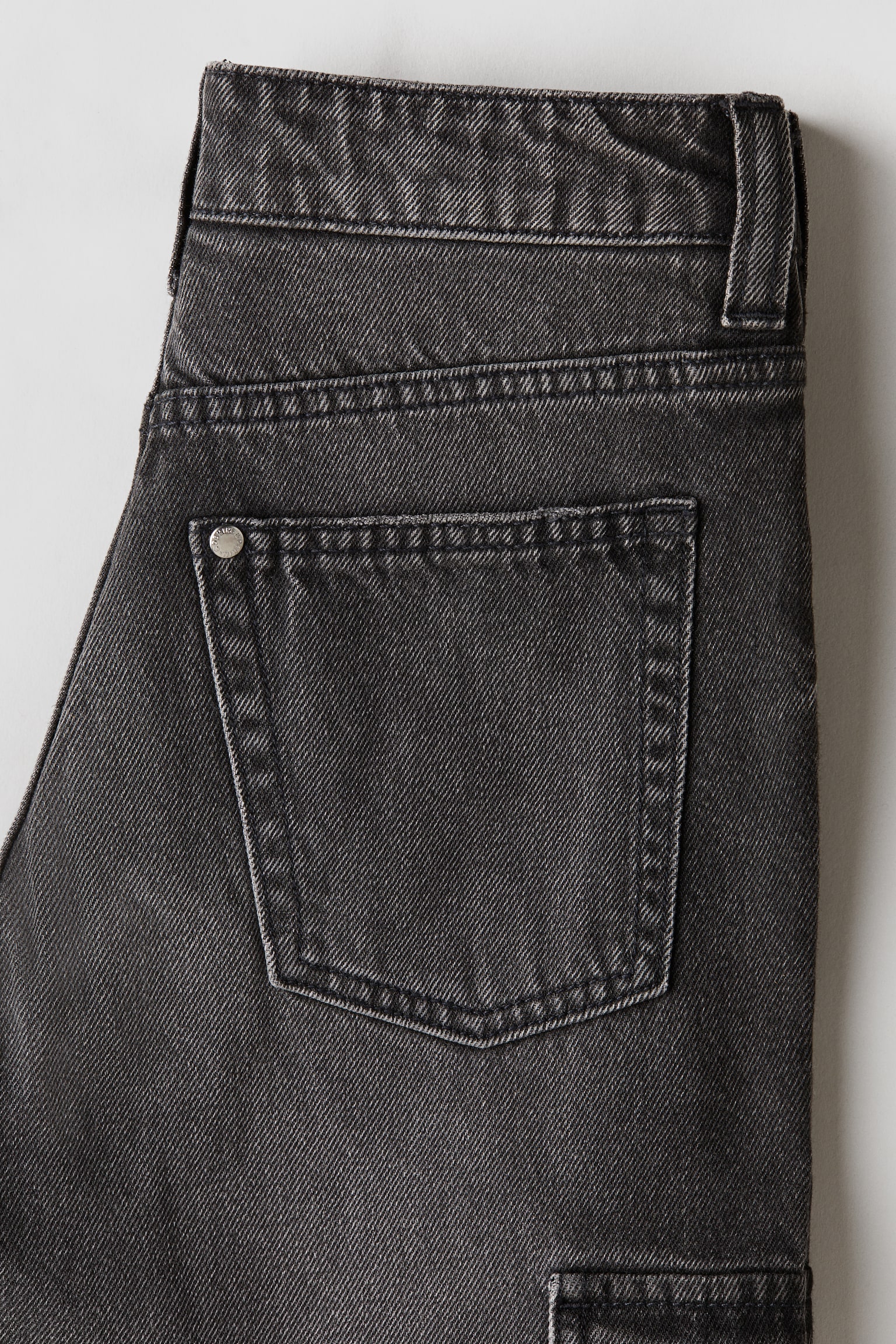 Jersey-lined Loose Fit Cargo Jeans - Dark denim grey/Denim blue - 2