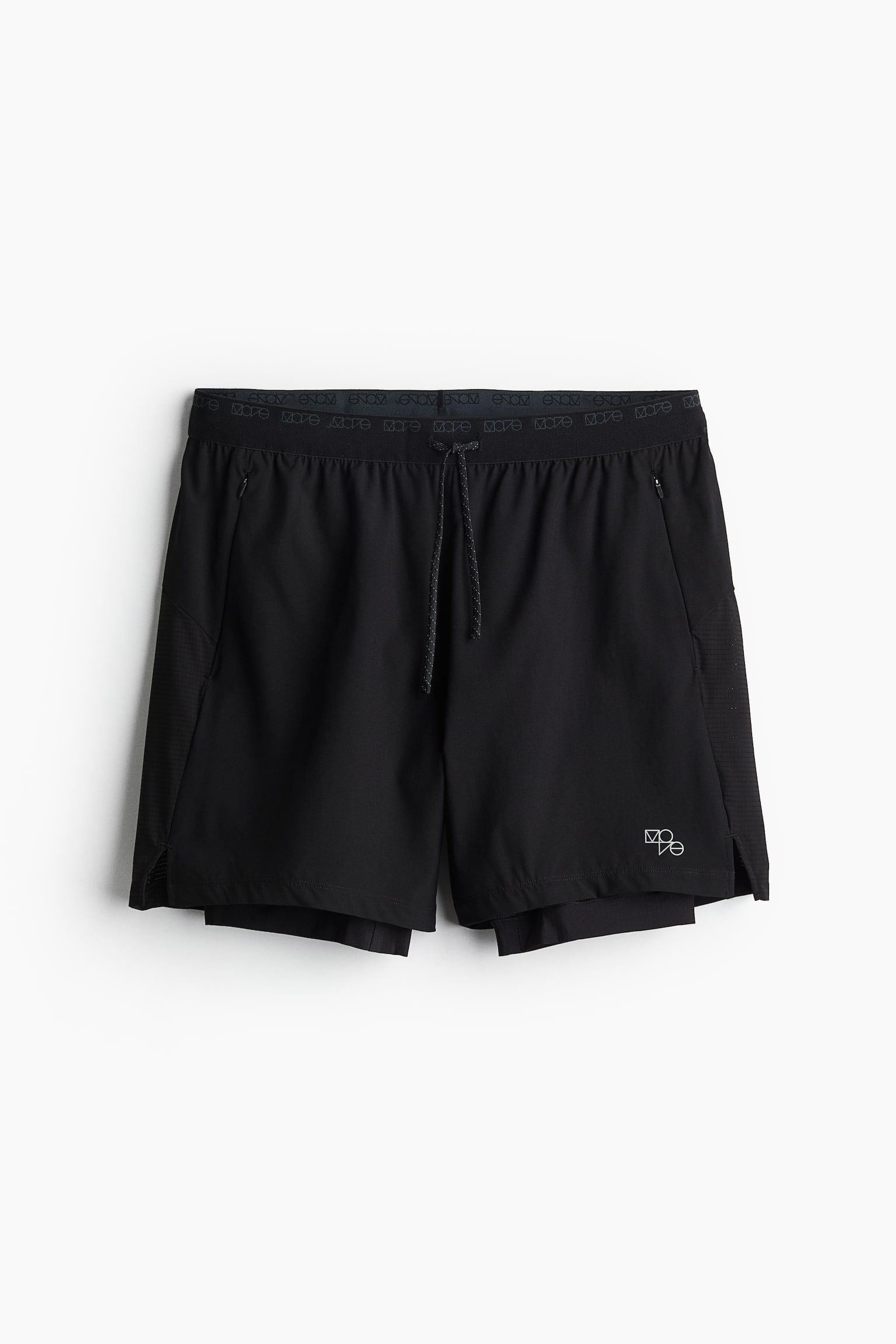 Double-layered running shorts in DryMove™ - Black/Grey - 1