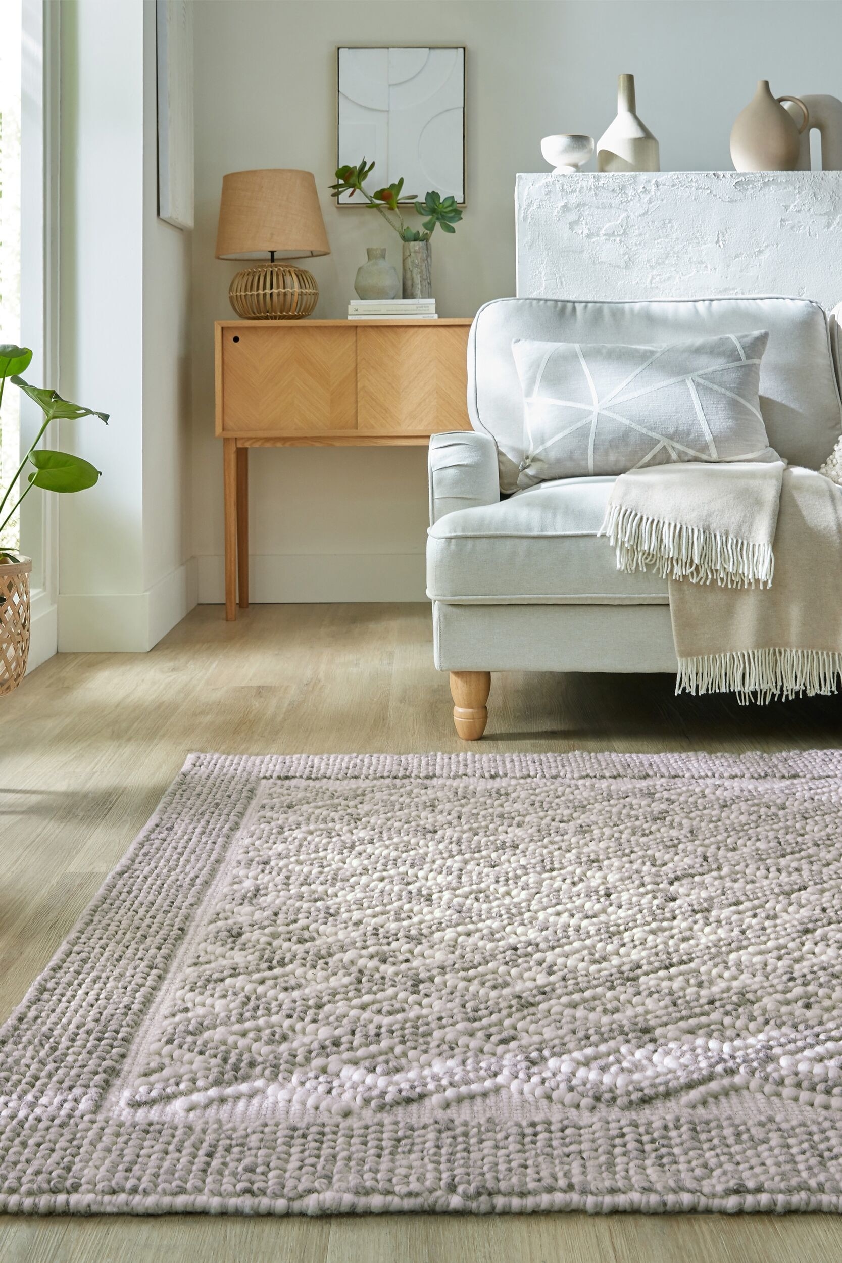 Mineraalit Diamond Border Matto - Harmaa