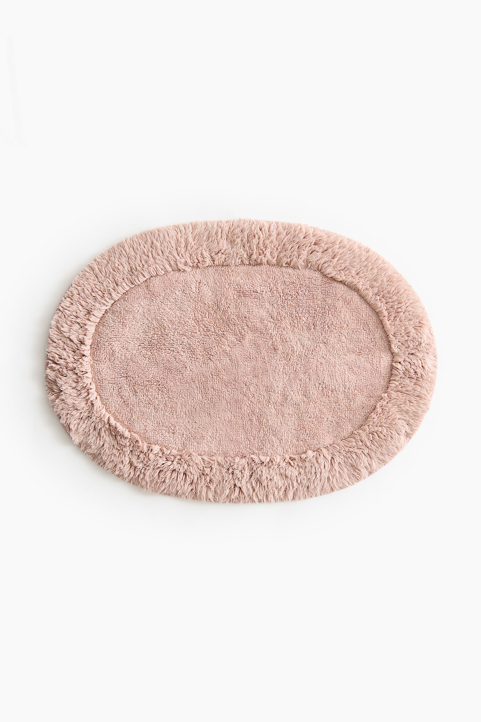 Oval tufted bath mat - Powder pink/White