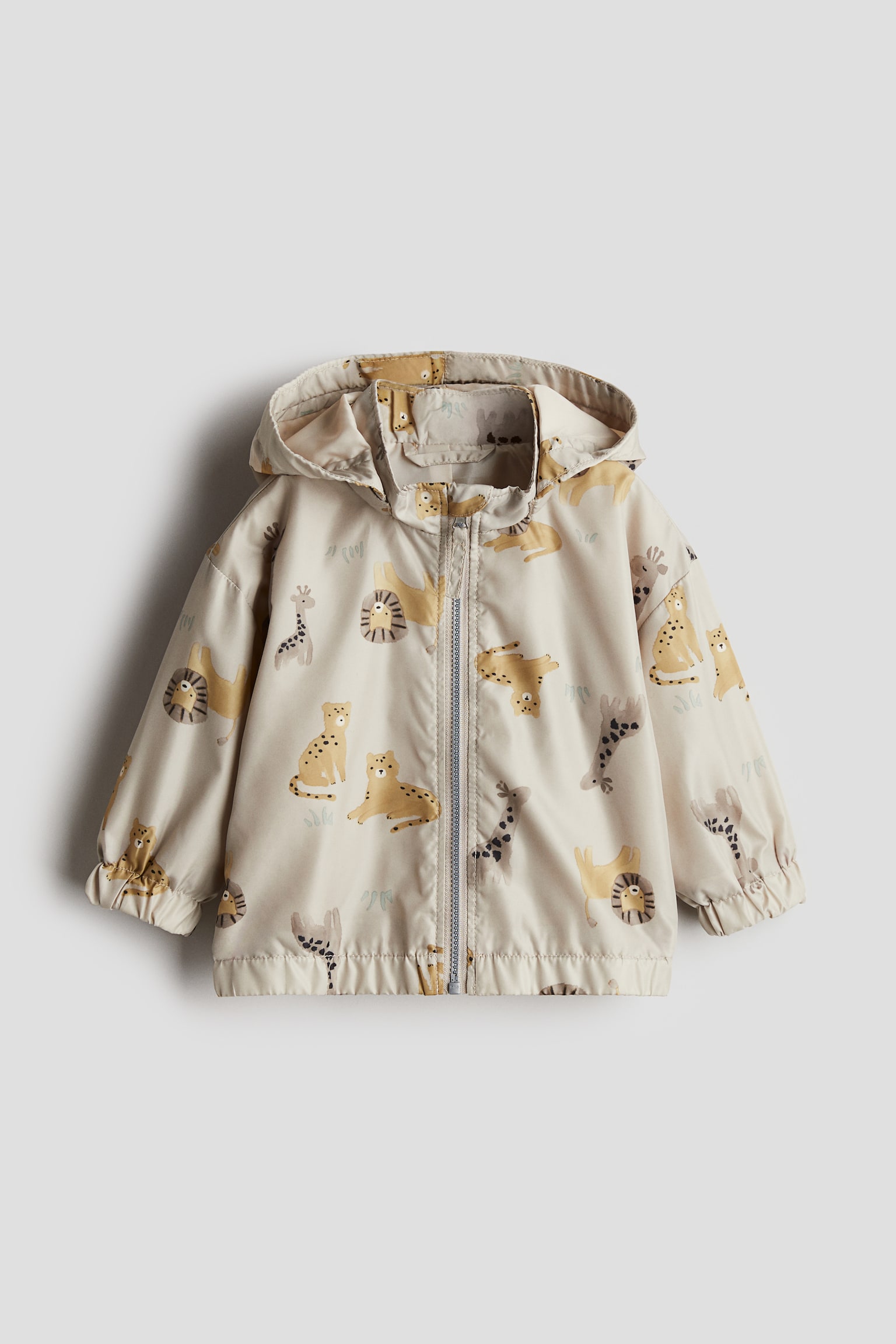 Hooded Jacket - Light beige/Safari animals/Light blue/Block colour - 1