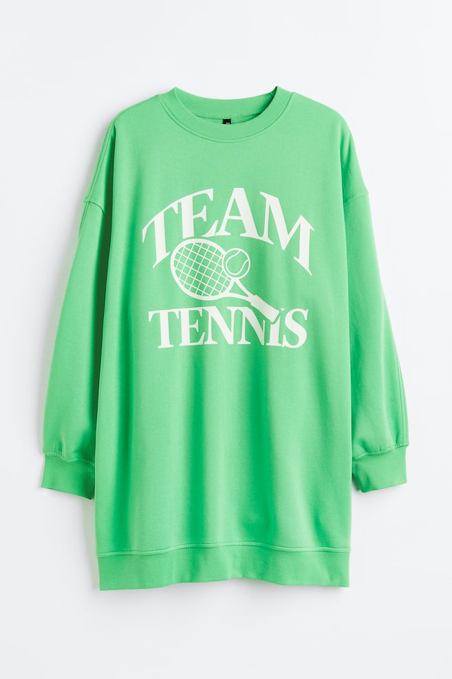 H&M+ Printed sweatshirt dress - Green/Team Tennis - 1