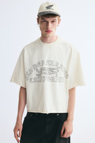 オーバーサイズフィット プリントコットンTシャツ