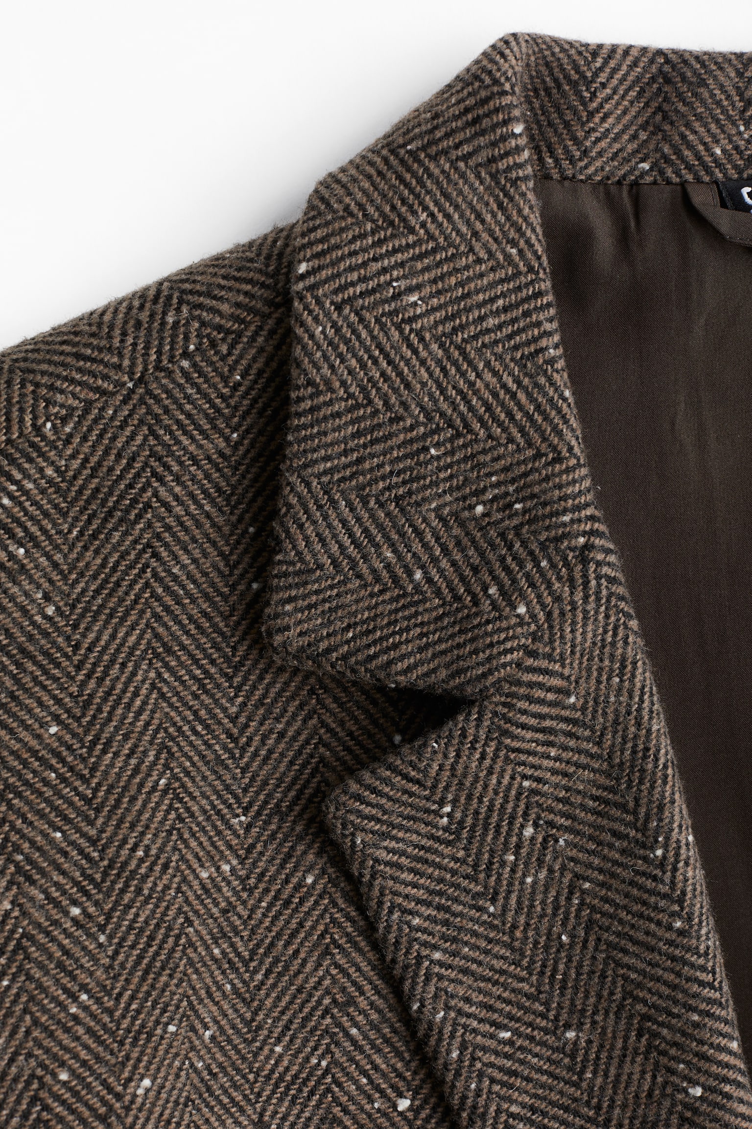 Brushed-finish tie-belt coat - Dark brown/Herringbone-patterned/Black/Light beige - 5