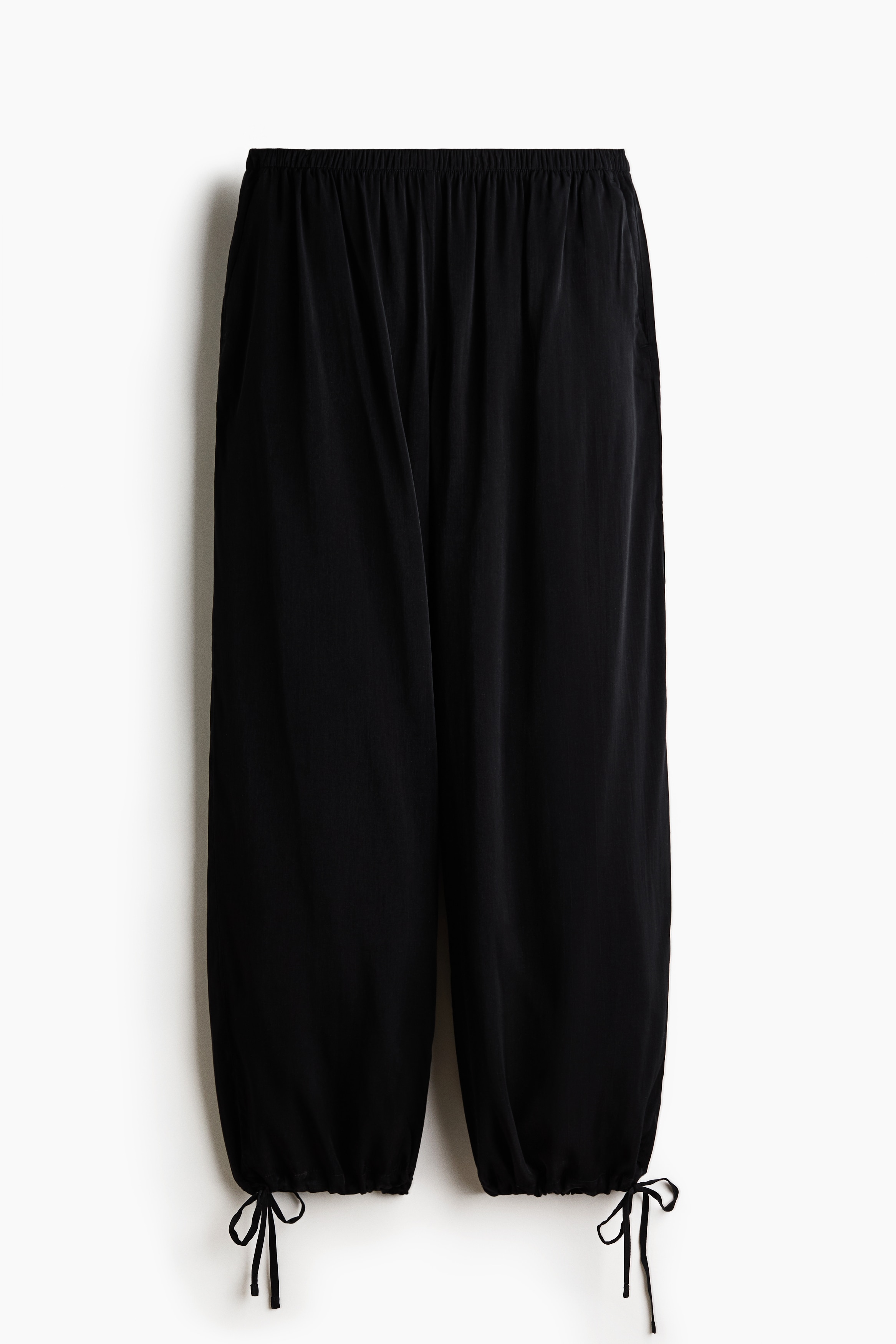 Drawstring-Detail Balloon-Leg Pants - Black/Light beige/Dark brown