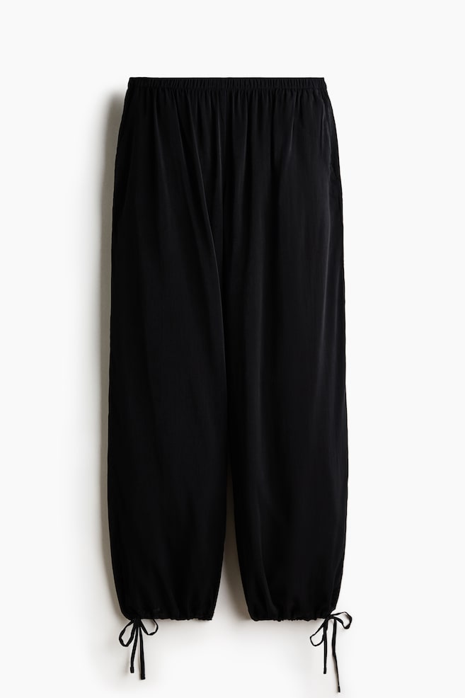 Drawstring-Detail Balloon-Leg Pants - Black/Dark brown/Light beige - 1