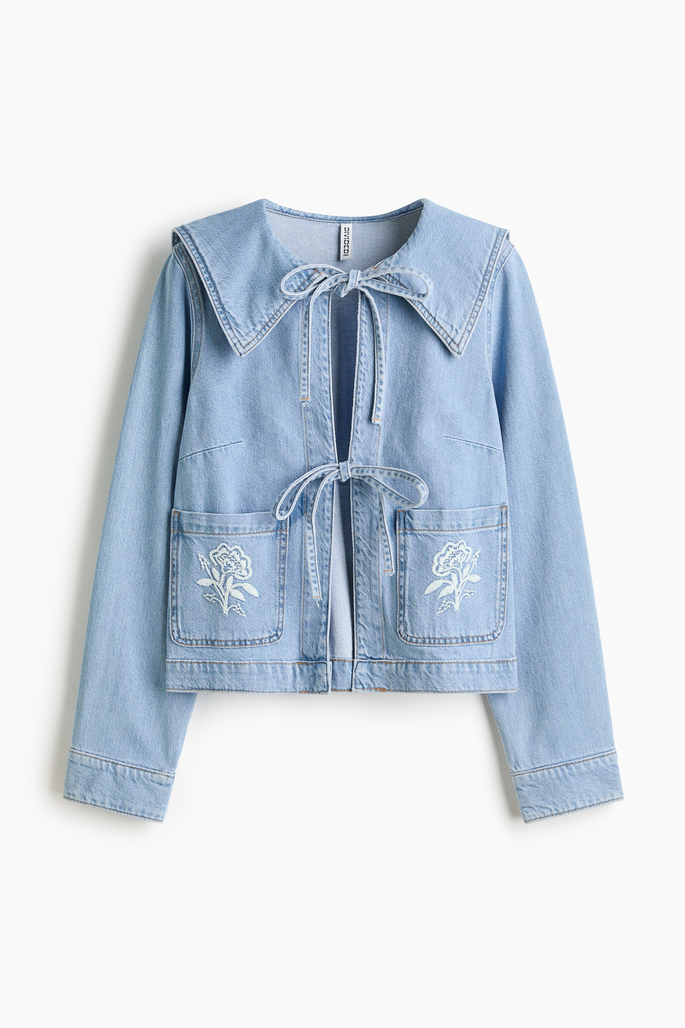 Tie-front denim jacket - Light denim blue