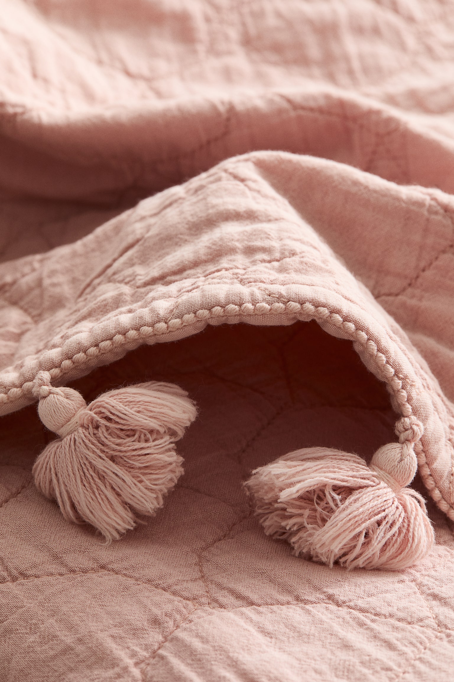 キルティングコットンベッドカバー - ライトダスティピンク/ホワイト - 2