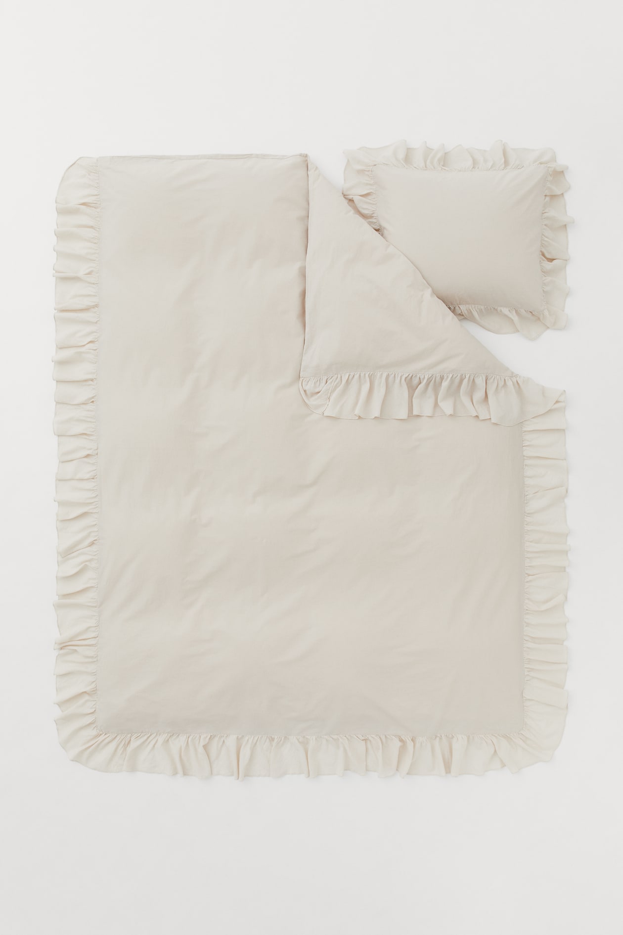 Flouncetrim duvet cover set Light beige Home All H&M GB