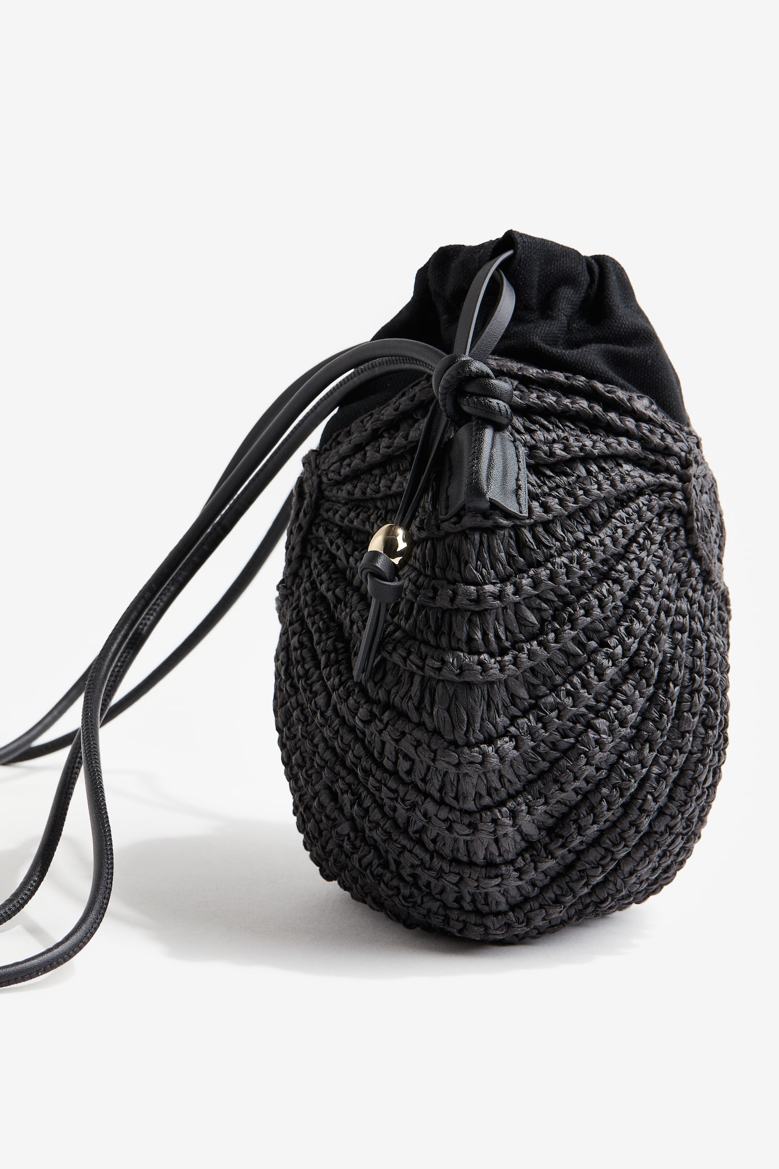 Shell Shaped Straw Bag - Black - 3