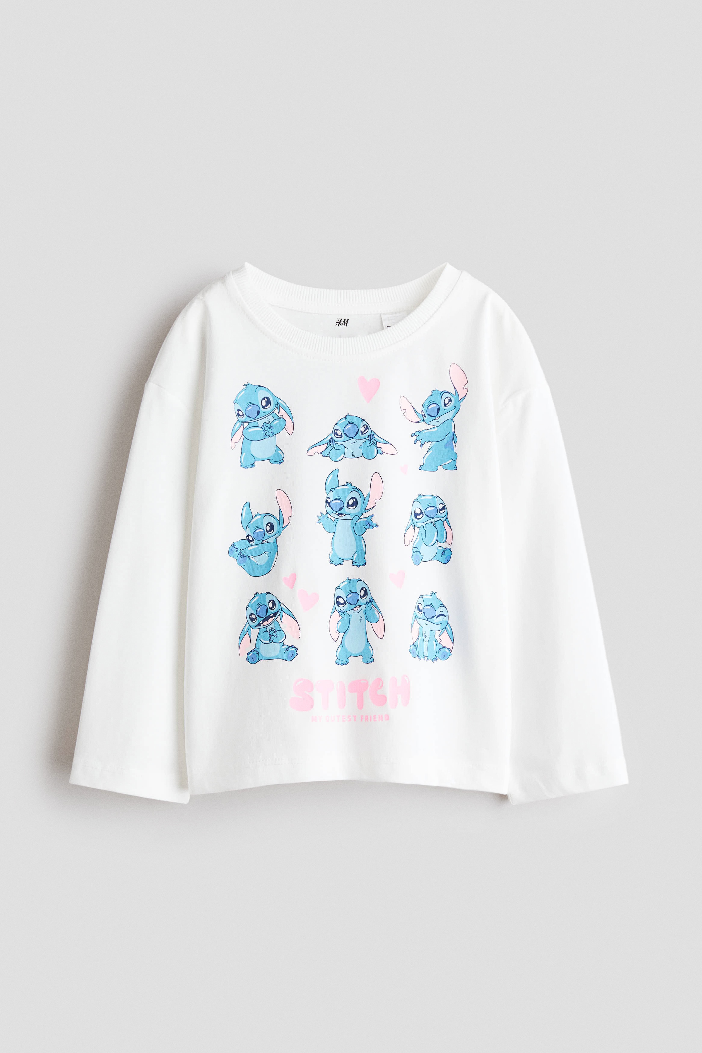 Girls - White/Lilo & Stitch Printed bow-detail top - Size: 1½-2Y  - H&M