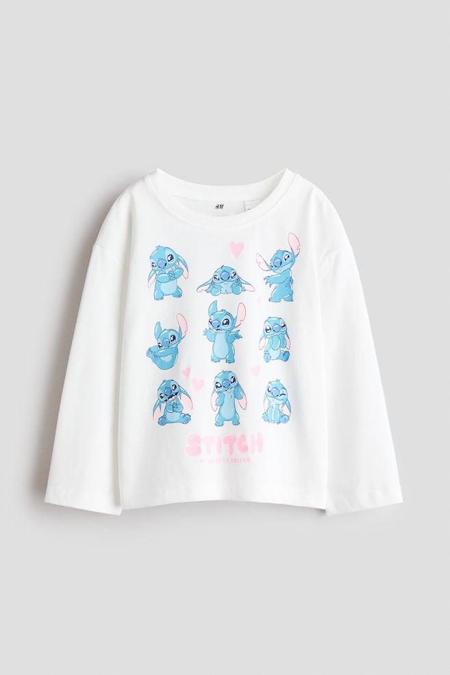 Printed bow-detail top - White/Lilo & Stitch - 1