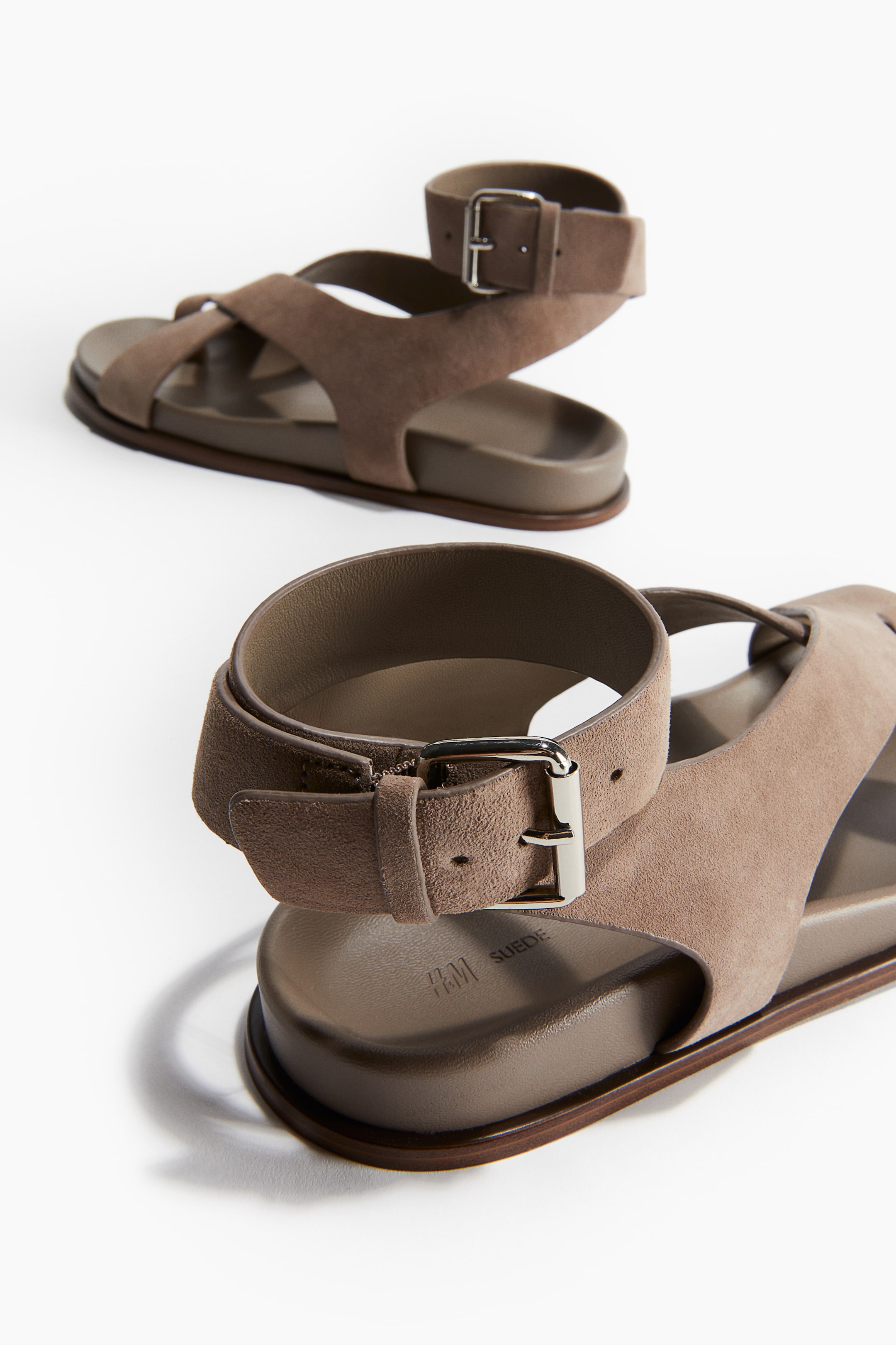 Suede sandals - Dark beige - Ladies | H&M GB