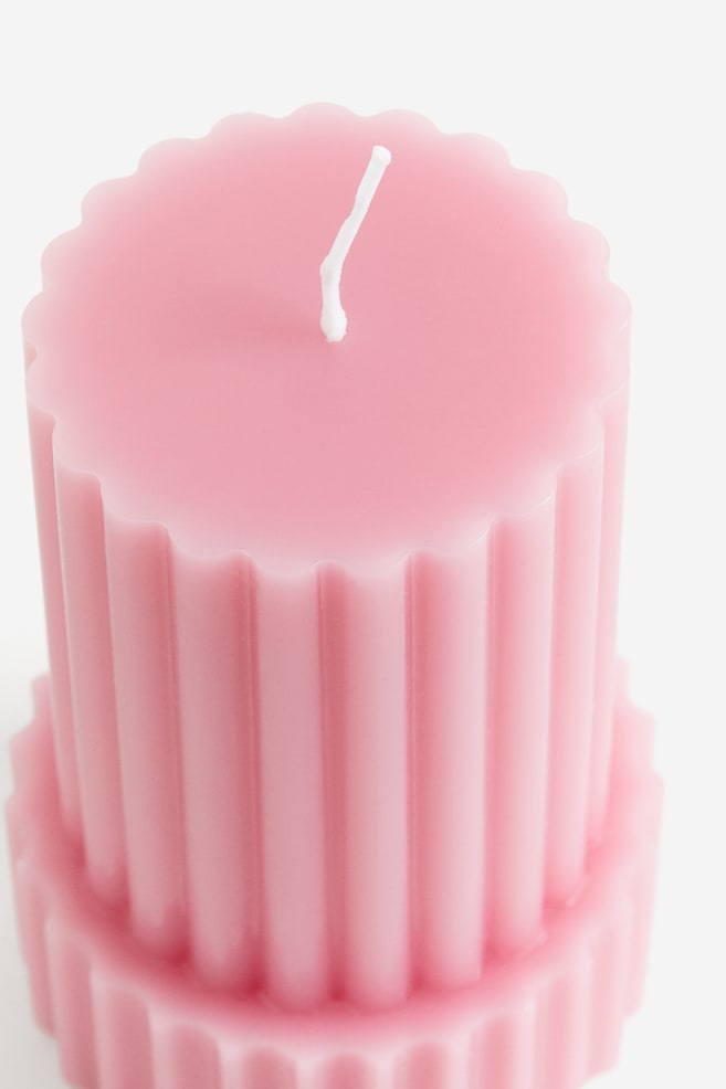 Shaped pillar candle - Light pink/Light beige - 2