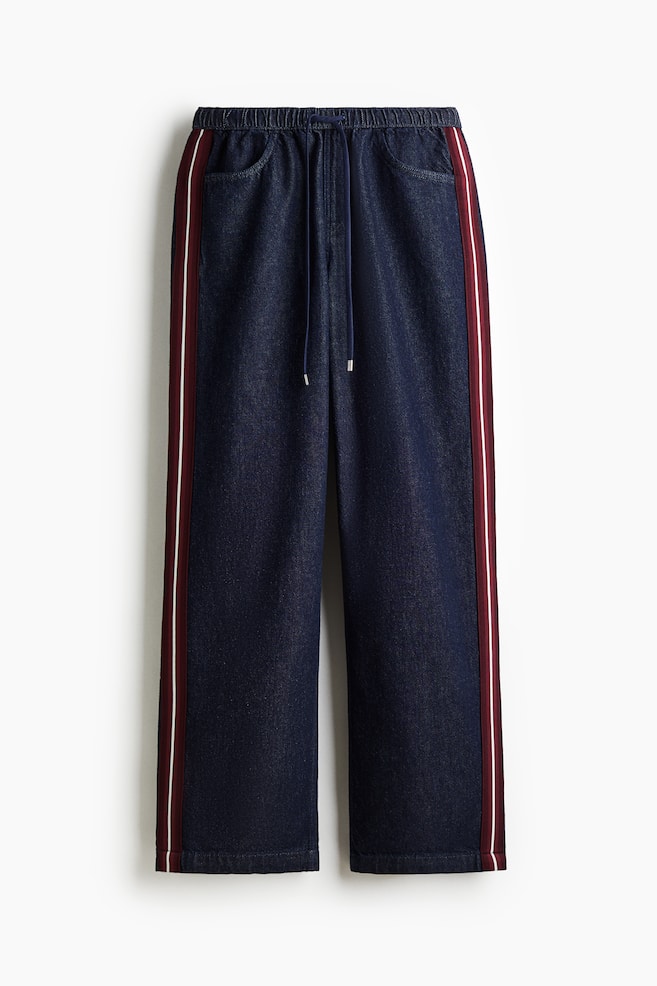 Denim Drawstring Pants - Dark denim blue - 1