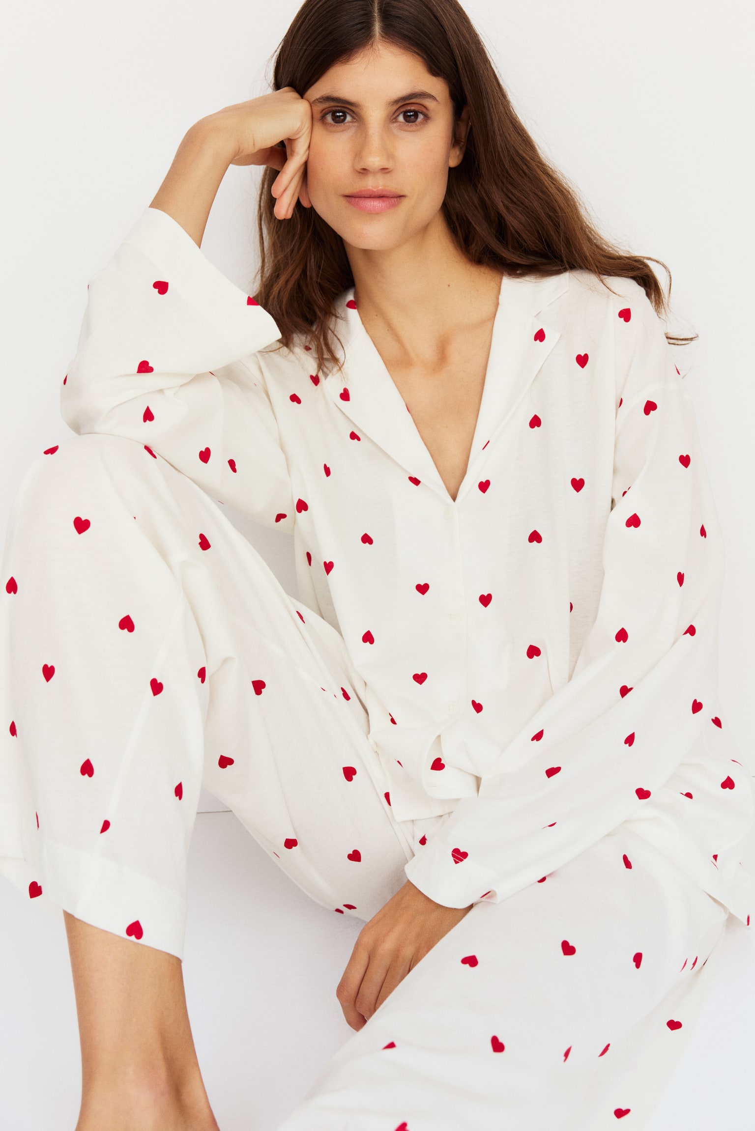 MAMA פיג'מת כותנה Before & After - לבן/לבבות - 7