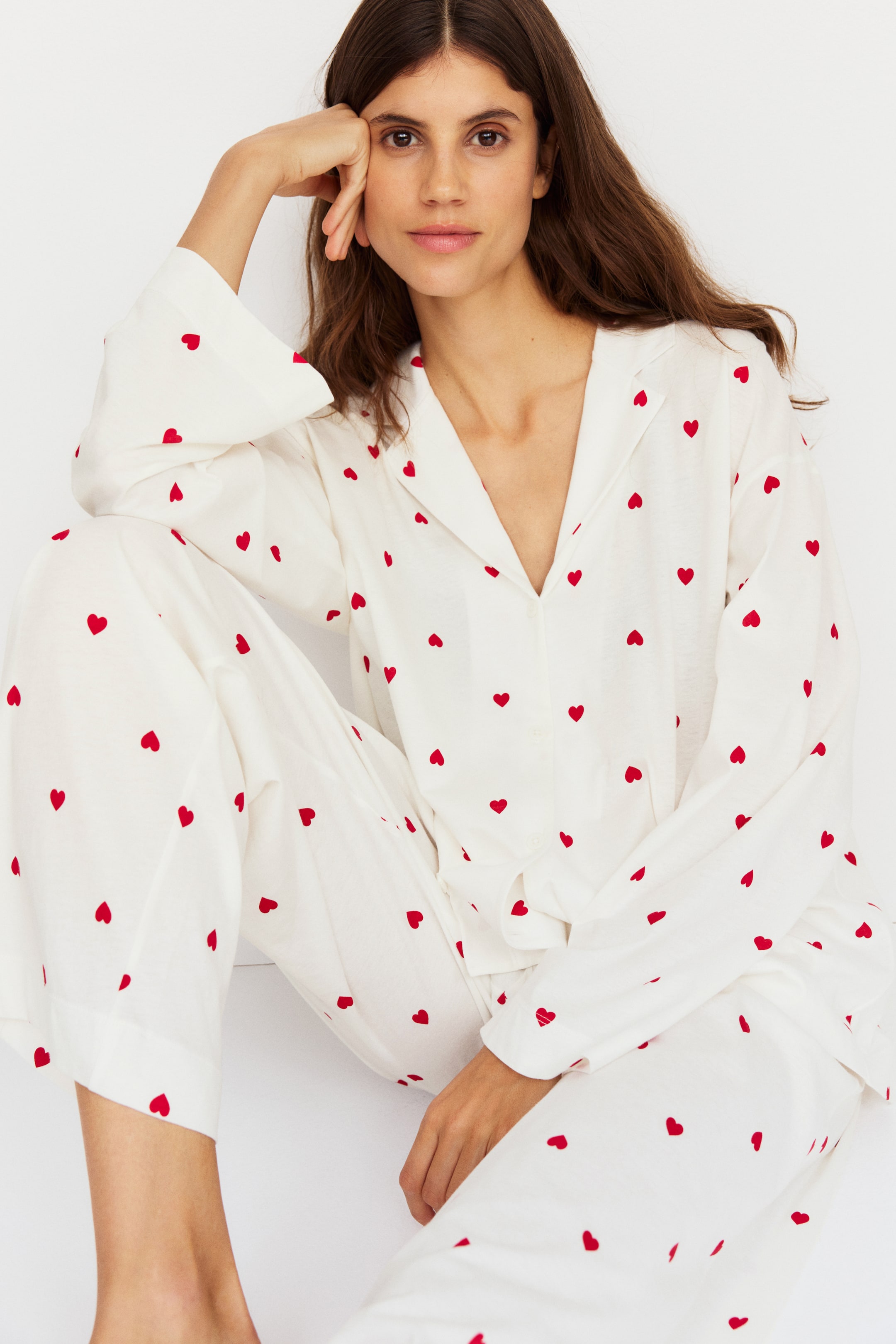 Vezi imaginea mai mare: MAMA Pijama de bumbac Before & After - Alb/inimi - FEMEI | H&M RO 4