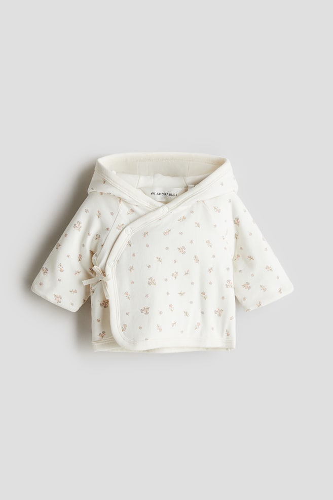 Padded jersey jacket - Cream/Floral/Light beige marl - 1