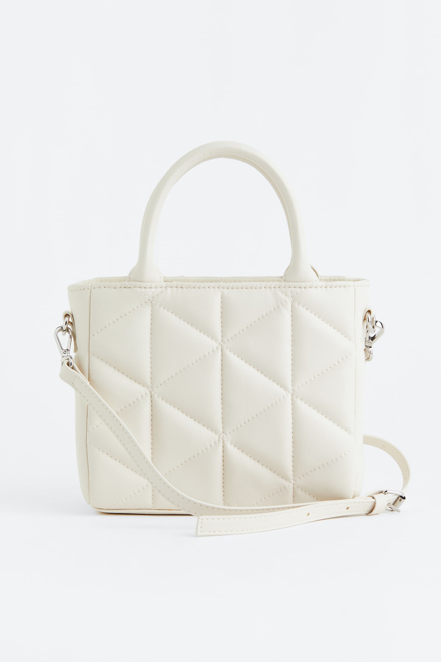 Quilted Handbag - White/Pink - 1