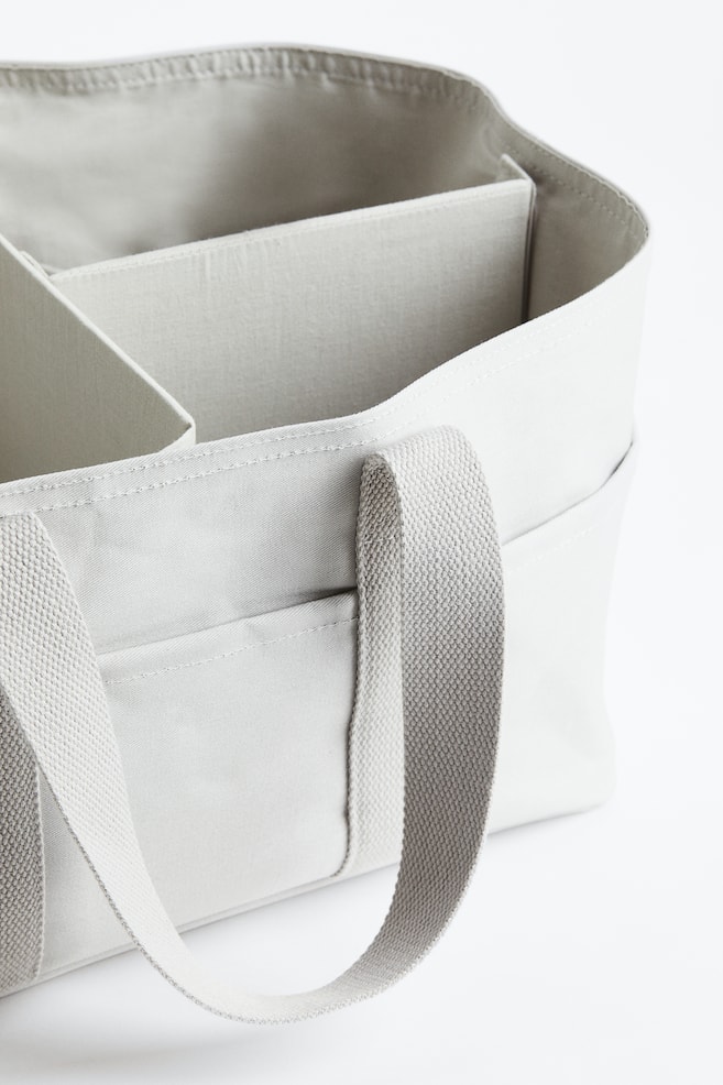 Cotton canvas changing bag - Light grey/Natural white/Light green - 3