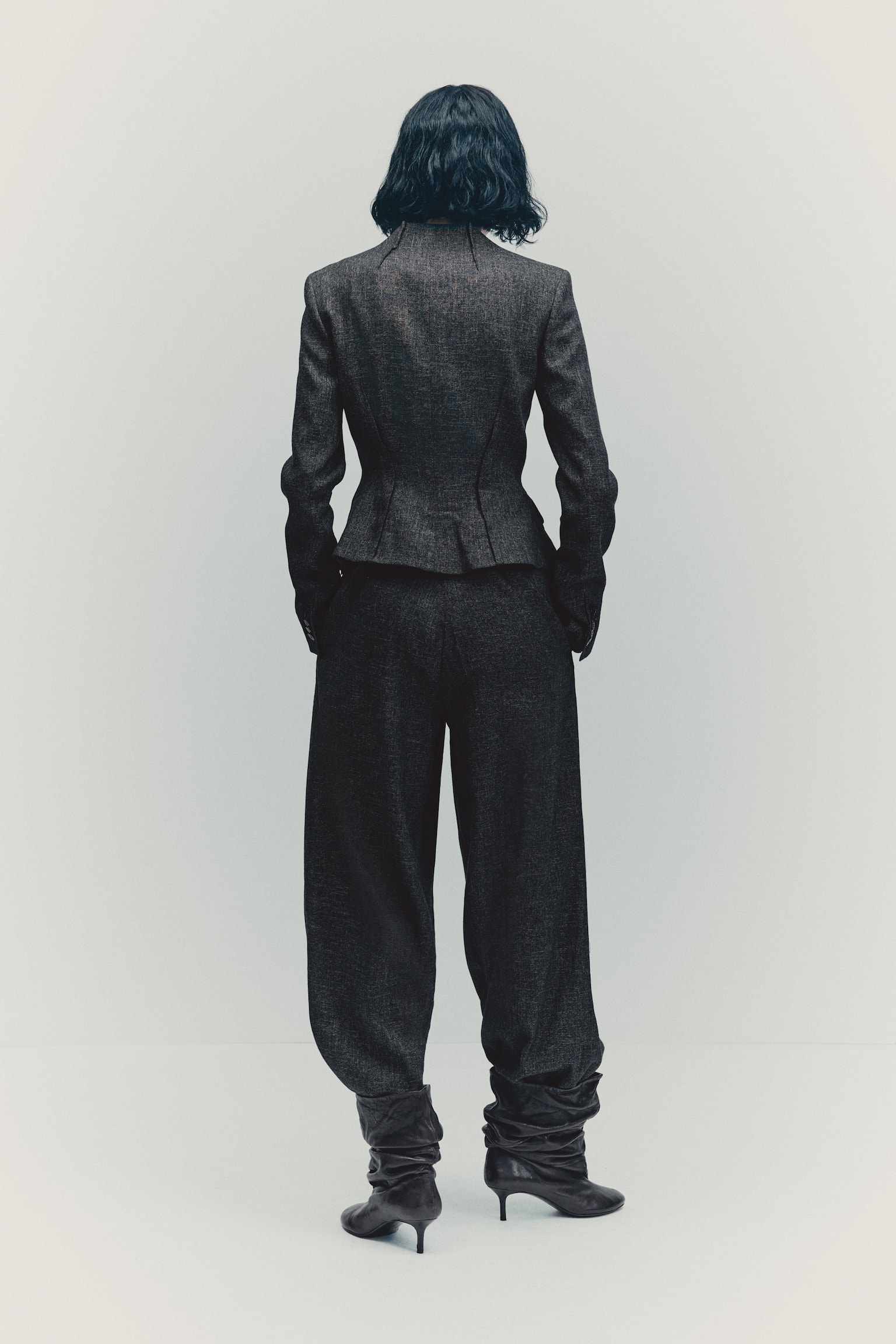 Sako z vlnenej zmesi - Tmavosivá - 3