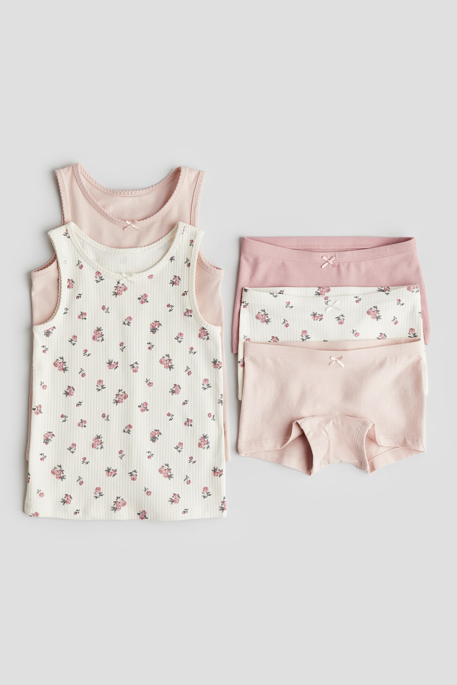 5-piece Cotton Set - Light pink/Floral/Light dusty pink/Spot/White/Pattern - 1