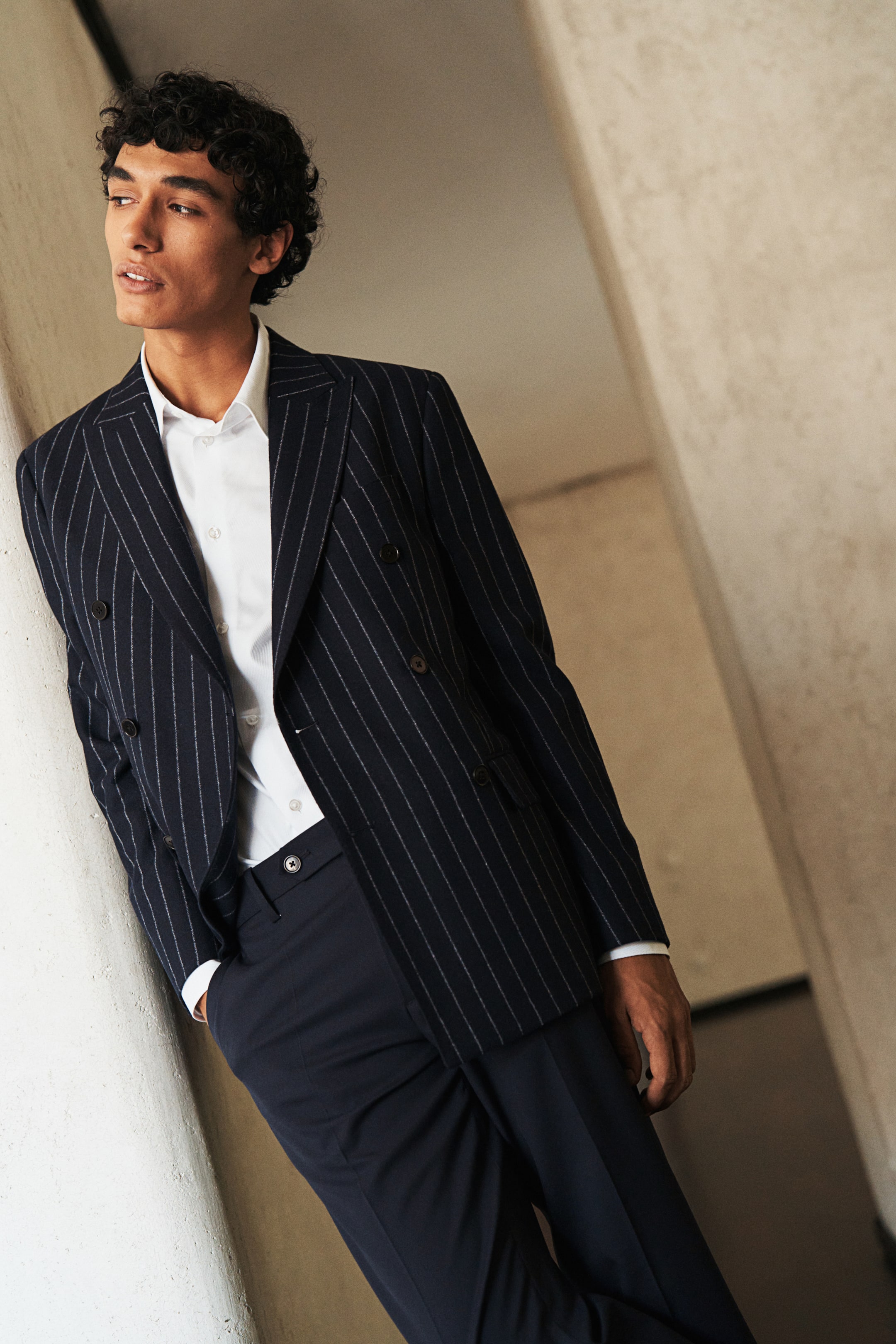 Regular Fit Wool-blend jacket - Navy blue/Pinstriped - Men | H&M GB 3