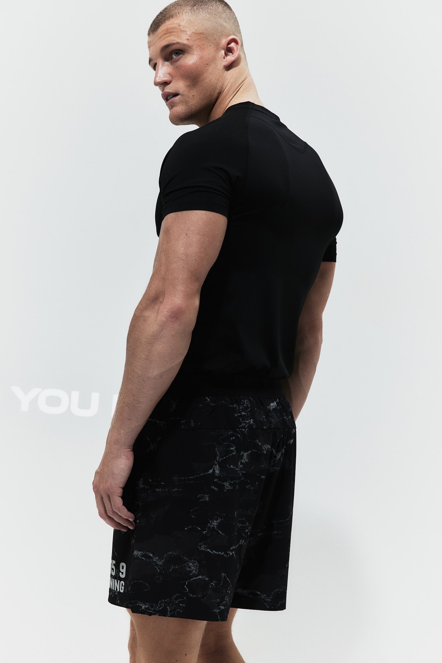 Mid Length Activewear Shorts In DryMove™ - Black/Pattern - 5