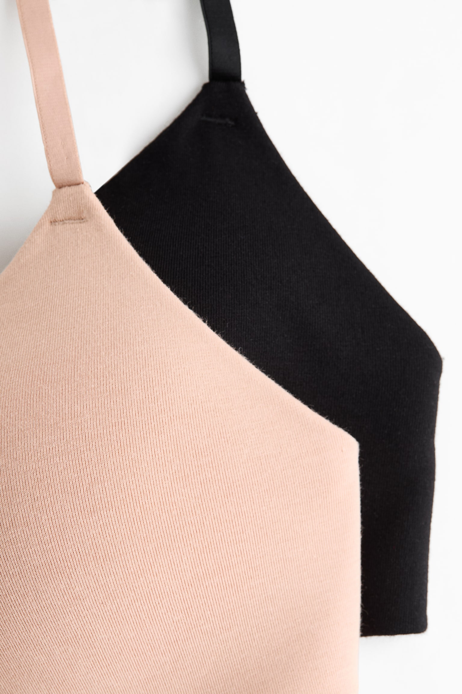 Женское бра H&M с мягкими чашками, хлопок, набор 2 шт, цвет: Бежевый / Чёрный — фото 5