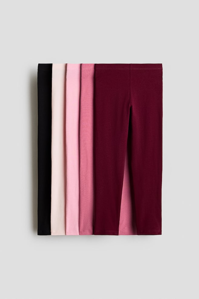 5-pack cotton leggings - Black/Pink/Dark red/Light pink/Cherries/Black/Light grey/Pink/Black/Light dusty pink/Plum purple - 1