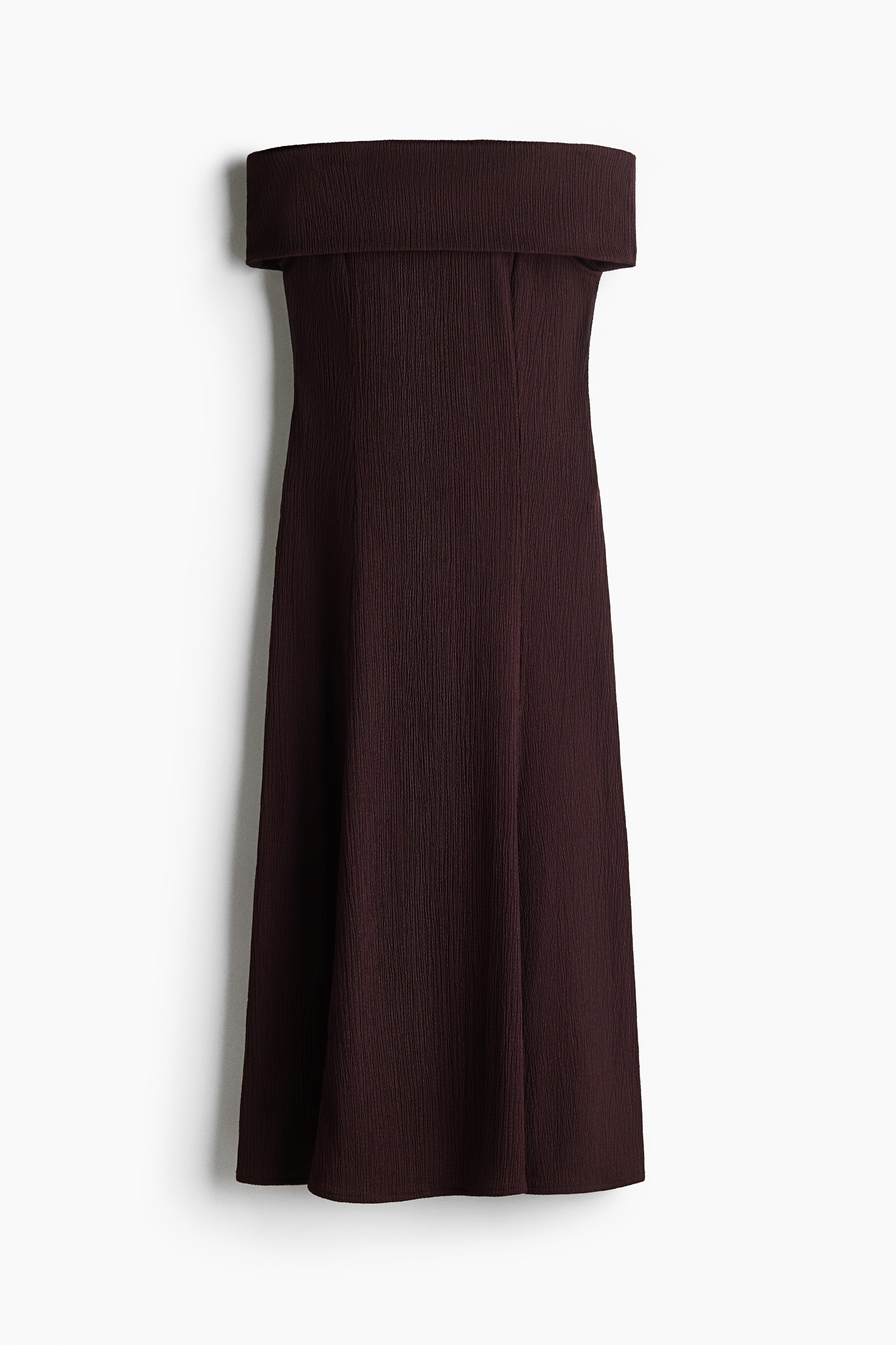 Off-the-shoulder dress - Dark brown/Red