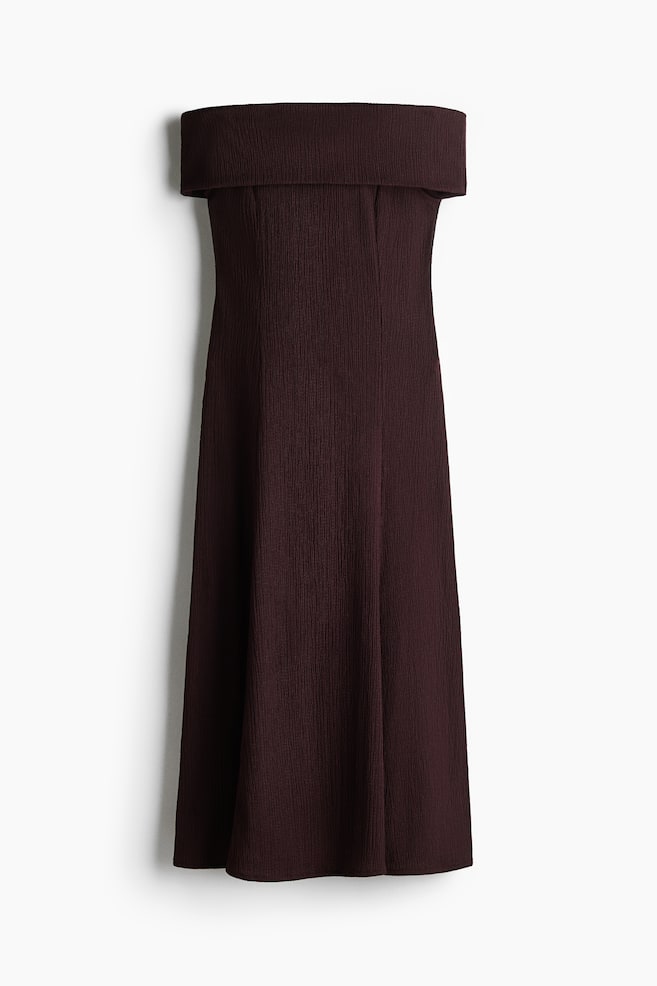 Off-the-shoulder dress - Dark brown/Red - 1